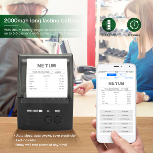 Factory Direct Sales Thermal Printer 58mm Handheld Portable Meituan Takeaway Handheld Bluetooth Receipt Printer