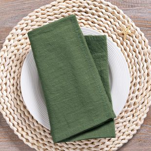 Napkin Cloth Cotton Linen Mouth Cloth Kitchen Hotel Folding Flower Dining Table Western Restaurant Decoration Cross-border Hot Selling Napkin Shooting
