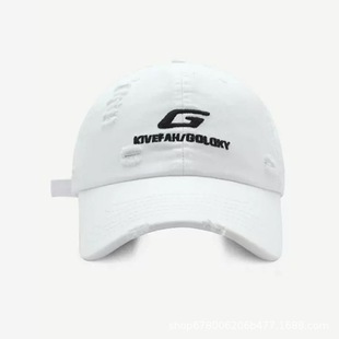 Fashionable Old Hole Hip-hop Baseball Cap for Men and Women K-style Trendy Brand G Letter Hat Embroidered Peaked Cap Popular Street