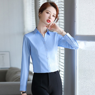 2025 new white shirt women's spring and autumn long sleeve top slim temperament professional overalls formal shirt wholesale