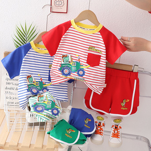 Girls Short-sleeved Suit, Fashionable Thin Summer Baby Clothes, Kidsren's Fashionable Summer Clothes, Baby Summer Clothes for Boys and Girls