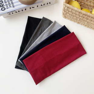 European and American Cross-Border New Solid Color Sports Style High Elastic Headband Turban Simple Versatile Delicate Knitted Hairband
