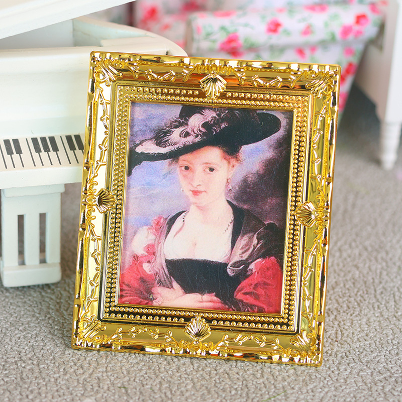 mini Miniature simulation oil painting mini Dollhouse decoration accessories photo frame famous painting ob11 toy decoration 1:12