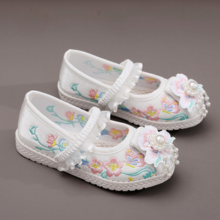 2025 New Girls' Hanfu Shoes Children's Embroidered Shoes Antique Dress Shoes Baby Handmade Embroidered Shoes Performance Shoes