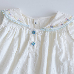 Girls summer princess style summer cute dress 25 new baby fresh sleeveless embroidered vest skirt