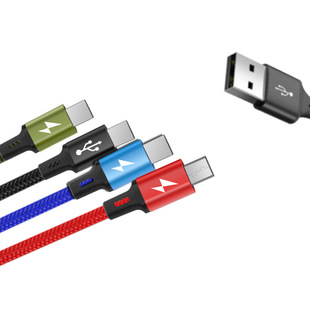 Прямой нейлоновый плетеный провод Winrel 3A с двухсторонним кабелем для передачи данных 2 м, кабель для передачи данных «четыре в одном»