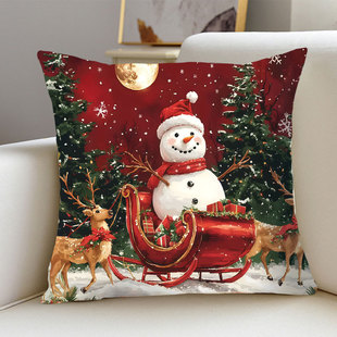 Cross-border Christmas printing pillow cover home sofa pillow European and American holiday decoration cartoon waist pillow cushion cover wholesale