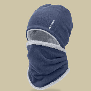 Warm Hat winter cotton hat fleece-lined thickened windproof riding mask scarf cap two-piece set cold-proof ear protection