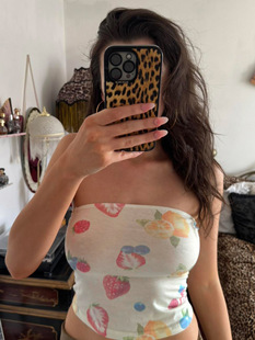 European and American Sexy Style Summer Fruit Print Tube Top Cross-Border Retro Summer Niche New Slim Hot Girl Top