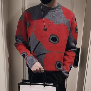 High-grade Sweater Men's Handsome Bottoming Shirt Autumn and Winter Internet Hot Inner 2024 New Fashionable Brand Round Neck Sweater Handsome