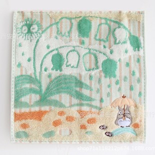 Small square towel export foreign trade Japan single untwisted cotton embroidery black cat strawberry forest towel handkerchief