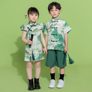 Boys' Summer Dress suit 2025 New Summer Tang Dress Chinese Style CUHK Children's New Chinese Style Retro Hanfu Group Buying