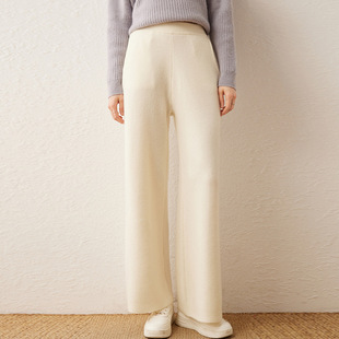 Cashmere Wide-Leg Pants Four Flat Needle Thickened Vertical Straight Floor Pants Outer Wear Knitted Casual High Waist Warm Pants