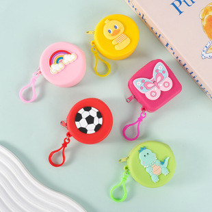 Portable Cute Macaron Color Silicone Coin Purse Cartoon Ins Style Coin Storage Bag Headset Key Bag