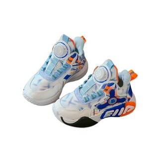 Boys' Shoes Winter 2024 New Children's Basketball Shoes fleece-lined Cotton Shoes sneaker Middle and Big Children's Rotating Buckle Children's Shoes