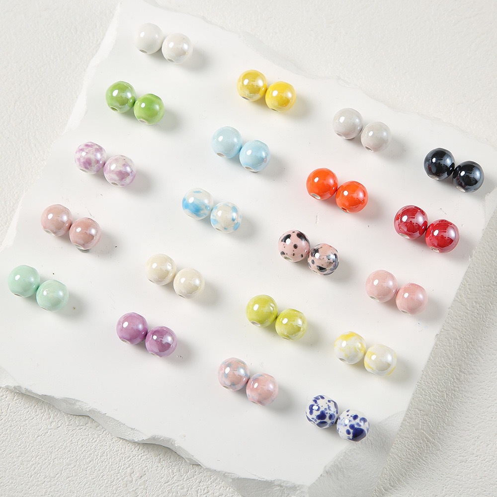 10mm 유약 세라믹 비즈 컬러 얼룩진 루즈 비즈 여름 수제 목걸이 팔찌 diy 라운드 비즈 쥬얼리 액세서리