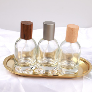 Perfume sub-bottling high-end portable 30ml laboratory glass spray bottle large capacity replacement empty bottle Walnut