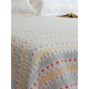 Cotton Thickeneded Six-Layer Gauze Soft Mat Yarn-Dyed 60-Count Bed Cover Sweat-Absorbent and Breathable Summer Machine Washable Bed Bed Sheets Weiyan