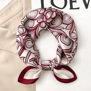 Black and White Striped Silk Mulberry Silk Small Square Scarf Women's Spring and Autumn Matching Shirt Stewardess Professional Decorative Scarf