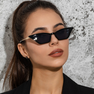 新款小框猫眼金属太阳镜欧美女潮街拍墨镜跨境复古太阳镜Glasses