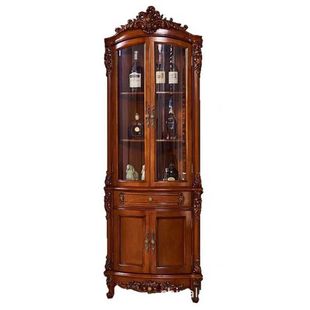 European-style Corner Cabinet Corner Cabinet Triangle Living Room Display Cabinet Wine Cabinet Gold Drawing Corner Cabinet Solid Wood Corner Cabinet
