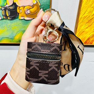 New leather presbyopia coin purse keychain mini portable mouth red envelope storage wireless headset protective case cute