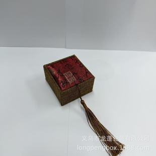 Chinese style linen cloth tassel jewelry box Buddha beads handstring box jade necklace pendant ring bracelet packaging box in stock
