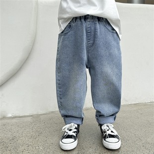 Haima Home 2025 Spring and Autumn New Boys' Trendy Soft Denim Pants Washed Children's Korean Style Long Pants Autumn Wear