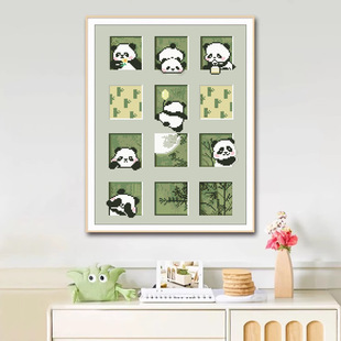 Shake sound fast hand cross-border a generation of cross-stitch 2024 new living room full thread embroidery cartoon cartoon panda embroidery