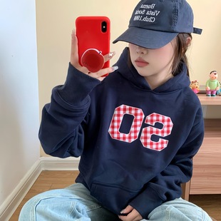 Mori Women's Hoodie with Hood Design Sense American Retro Hoodie Women's Printed Simple Commuter College
