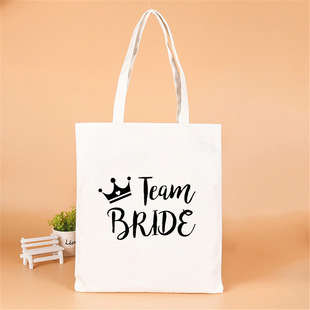 TeamBride Бакалавр Подружка невесты Подарочная сумка с принтом Свадебный душ Ручная хлопковая удобная сумка