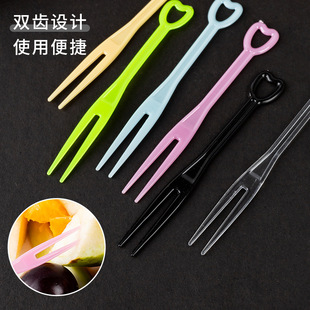 [a package of mail 500] transparent plastic independent fruit label cake snacks disposable fruit fork