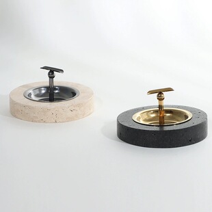 Modern Light Luxury Marble Metal Ashtray Home Hotel Office Coffee Table Ashtray Model Room Soft Decoration