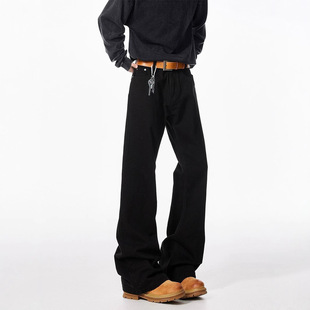 Paris bootcut Black Scimitar Jeans Men's Autumn Fashion Brand Loose cleanfit Micro Straight Pants