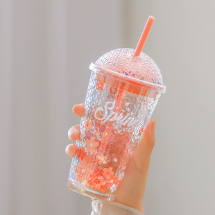 Colorful Star Cherry Blossom Cup New Fantasy High Color Value Water Cup Oriental Artistic Conception Glass Suction Cup Colorful Planet