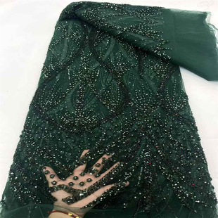 Fashion Dress Lace Fabric Sequin Bead Embroidery Wedding Dress Cheongsam Embroidered Cloth African Lace Lace Fabric
