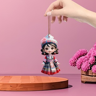 2D Plane Cross-border Explosions Christmas Tree Pendant Chinese Style Opera Decorations Car Rearview Mirror Decoration Bag