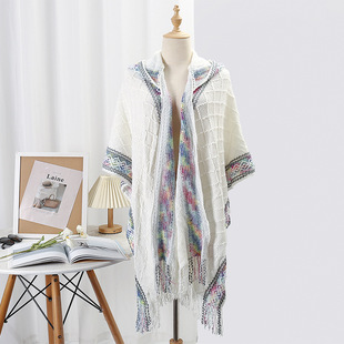 Casual versatile personalized border dark pattern shawl scarf simple fashion versatile comfortable breathable warm hooded cape