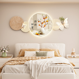 New Bedroom Bedside Cream Wind LED Luminous Decorative Painting Mural Stone to Run Sandstone Advanced Sense Wall Hanging Painting