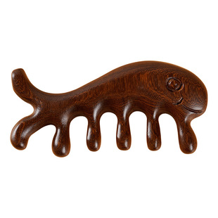 Manufacturer Wholesale Green Sandalwood Five-tooth Ball Head Meridian Massage Comb Sandalwood Comb Can Scraping and Clear Milk Anti-static Wooden Comb