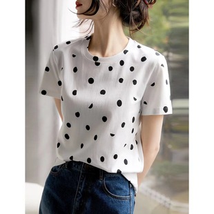 Fashion Hange Fashion Fоровод Весенняя и Летняя B готова к прыжкам с волновой точкой, хлопковая футболка с короткими рукавами