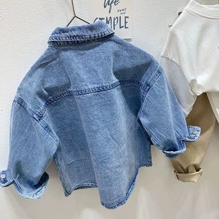 Boys' Soft Top Loose Shirt Korean Style Spring and Autumn Denim Shirt Children's Western Style Baby Coat
