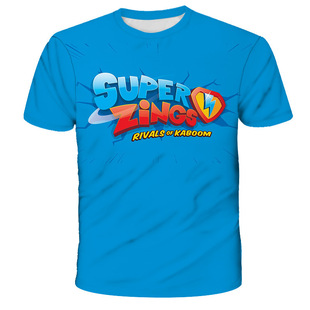 Европейский и американский стиль Горячая игра вокруг Super Zings анимация 3D печать шаблон Повседневная мультяшная детская одежда футболка