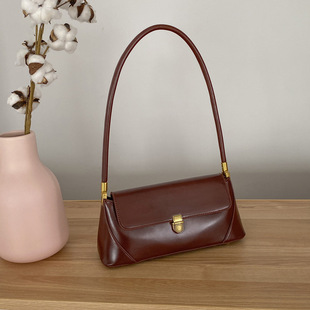 French Style Niche Vintage Underarm Bag Women's 2024 High-end Sense Women's Baguette Bag Casual All-match Solid Color Shoulder Bag