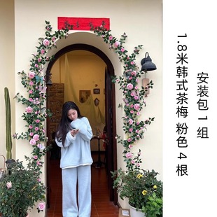 Rose waterfall decoration wall landscaping door head simulation flower wall pipe shade decoration net red punch photo