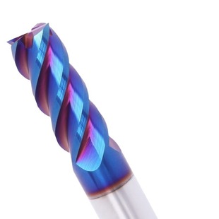 65 degree tungsten steel milling cutter 4-bladed blue nano-coated CNC CNC cutter lengthened flat-bottomed carbide end milling cutter