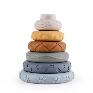 Cross-border Infant and Young Children's Intellectual Building Blocks Cognitive Relief Square Soft Building Blocks Stacked Leach Vinyl Soft Rubber Building Blocks Toy