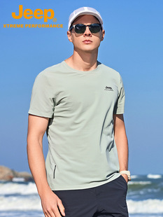 Jeep Jeep quick-drying short-sleeved breathable cool T-shirt men's 2024 new summer solid color simple casual top
