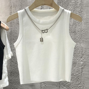 Pure Spice Girl Style High Waist Navel-exposed Short Striped Vest Women's 2025 Summer New Slim-fit Sleeveless Top