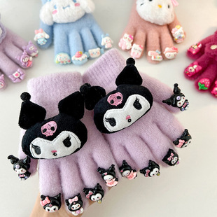 Sanrio new children's gloves baby autumn and winter cold-proof non-freezing finger sleeve boys and girls winter fleece-lined warm